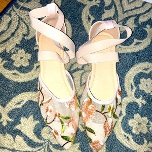 Sheer floral flats